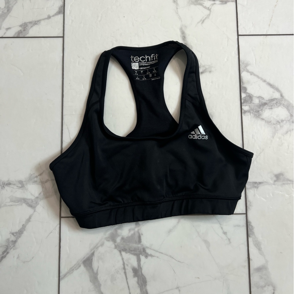 Adidas Black techfit Performance Sports Bra with Racerback